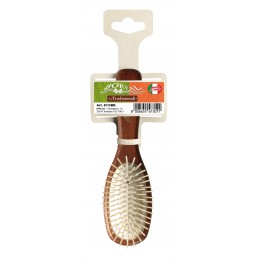 Hair brush beech wood handle with oval cushion, plastic needles, travel IPPA - 1