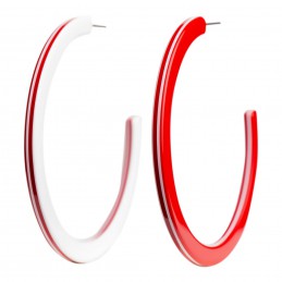 Very large size round shape titanium earrings in Malboro red and white, 2 pcs. Kosmart - 1