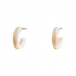 Small size round shape titanium earrings in Beige pearl, 2 pcs. Kosmart - 1