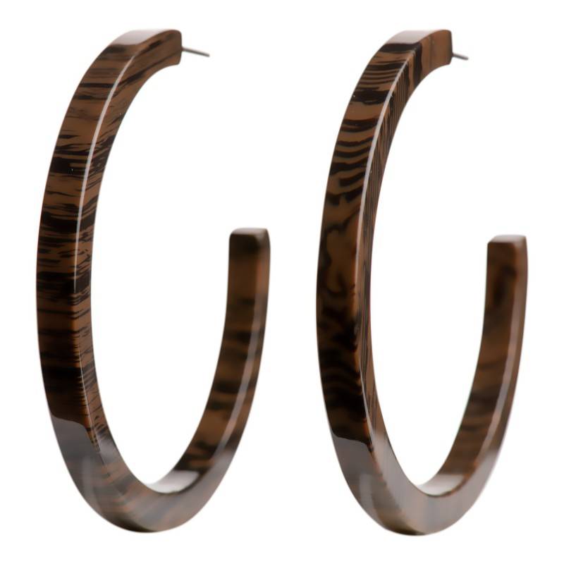 Very large size round shape titanium earring in Wood, 2 pcs. Kosmart - 1
