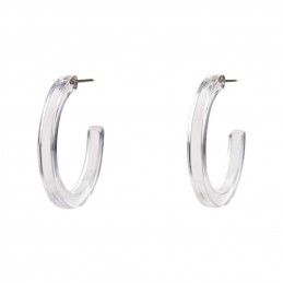 Medium size round shape titanium earrings in Crystal, 2pcs. Kosmart - 1