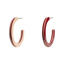 Medium size round shape titanium earrings in Bordeaux and nude, 2 pcs. Kosmart - 1