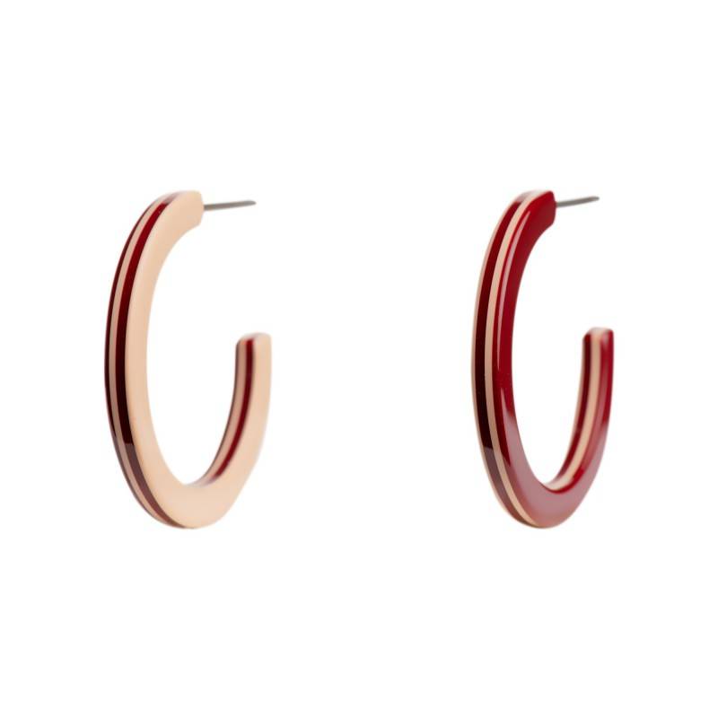 Medium size round shape titanium earrings in Bordeaux and nude, 2 pcs. Kosmart - 1