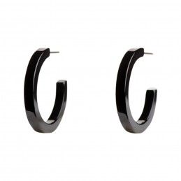 Medium size round shape titanium earrings in Black, 2 pcs. Kosmart - 1
