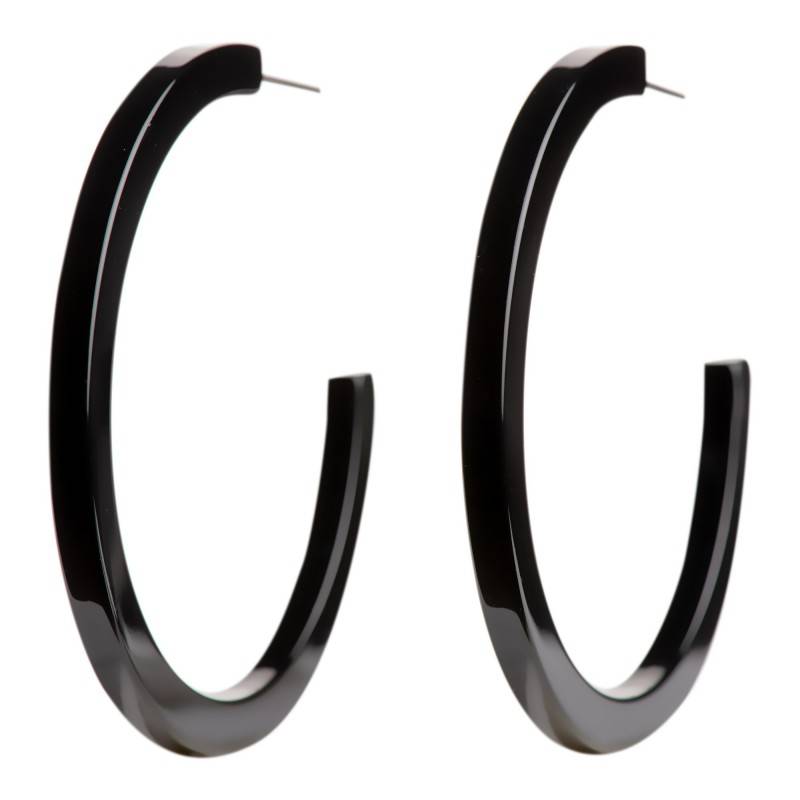 Very large size round shape titanium earrings in Black, 2 pcs. Kosmart - 1