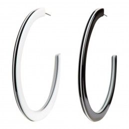 Very large size round shape titanium earrings in Black and White, 2 pcs. Kosmart - 1