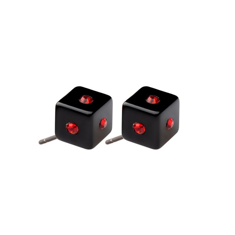 Very small size cube shape titanium earrings in Black, 2 pcs. Kosmart - 1