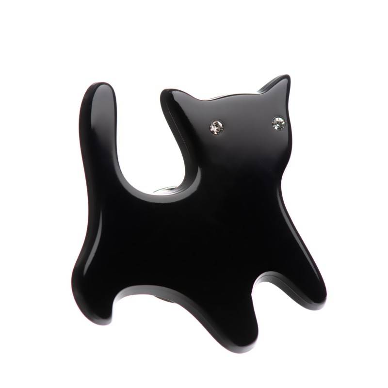 Medium size cat shape brooch in Black Kosmart - 1