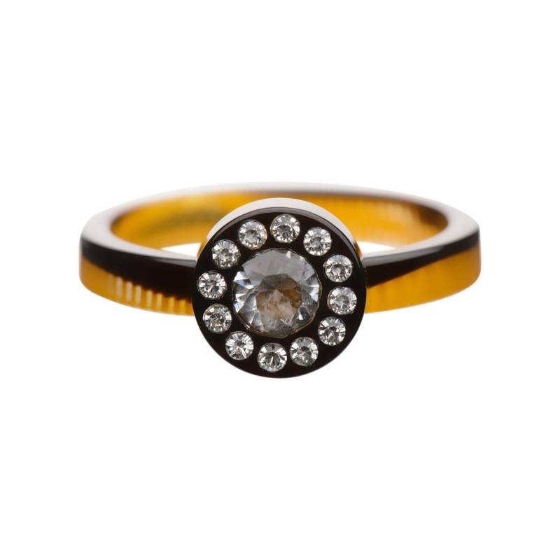 Large size round shape Metal free ring in Black and gold texture Kosmart - 1