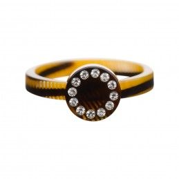 Large size round shape Metal free ring in Black and gold texture Kosmart - 1
