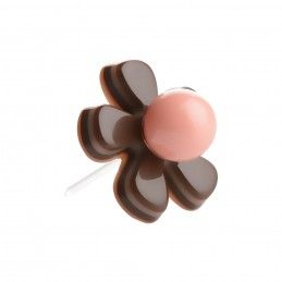 Medium size flower shape Metal free earring in Dark brown and old pink Kosmart - 1
