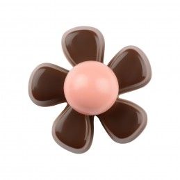 Medium size flower shape Metal free earring in Dark brown and old pink Kosmart - 2