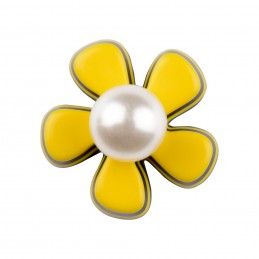 Medium size flower shape Metal free earring in Yellow and black Kosmart - 2