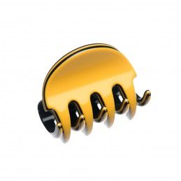 Very small size regular shape Hair claw clip in Maize yellow and black Kosmart - 1