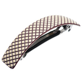 Large size rectangular shape Hair barrette in Ivory and violet Kosmart - 1