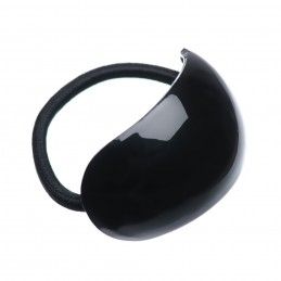 Medium size oval shape hair elastic with decoration in Black Kosmart - 1