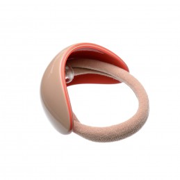 Medium size oval shape hair elastic with decoration in Hazel and Coral Kosmart - 2