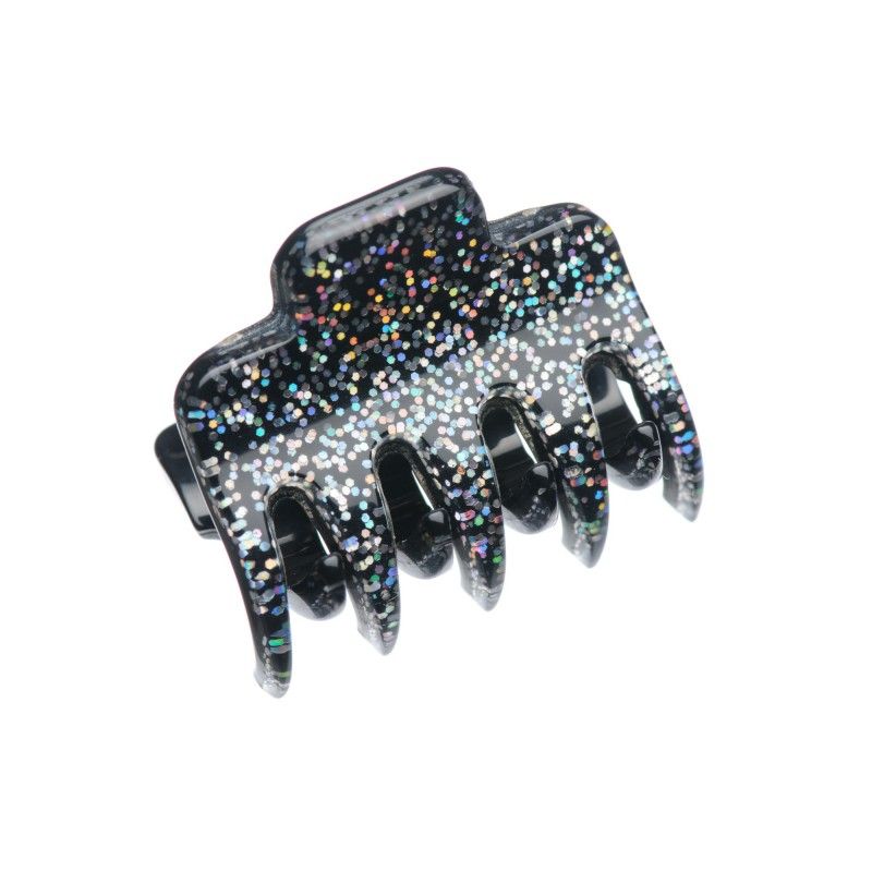 Very small size regular shape Hair claw clip in Silver glitter Kosmart - 1