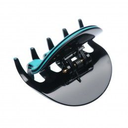 Small size regular shape Hair jaw clip in Turquoise and black Kosmart - 2